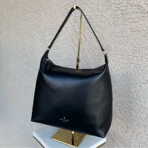 KATE SPADE Black Leather Greene Street Kaia Hobo Bag Zip Top Shoulder Bag